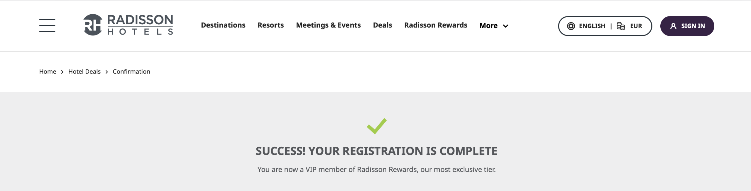 Confirmação Status Radisson Mastercard