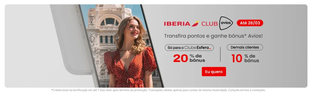 Banner Esfera Iberia 20% de bônus.