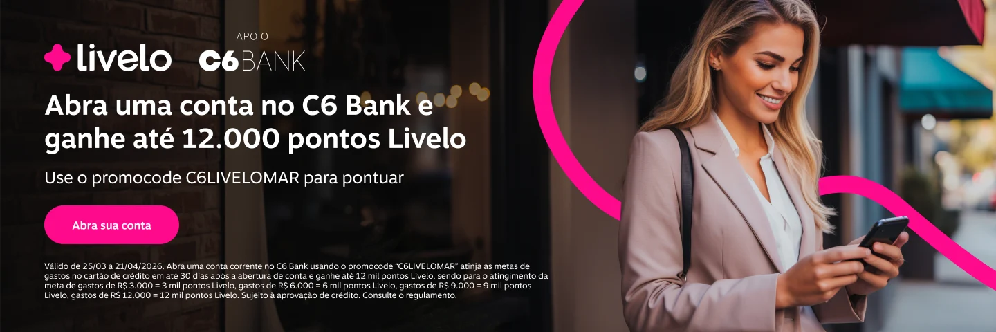 Banner Livelo e C6 Bank 12.000 pontos