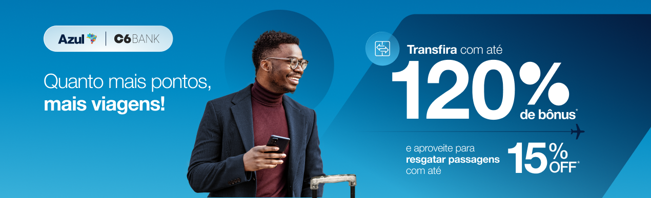 Banner Azul C6 Bank bônus