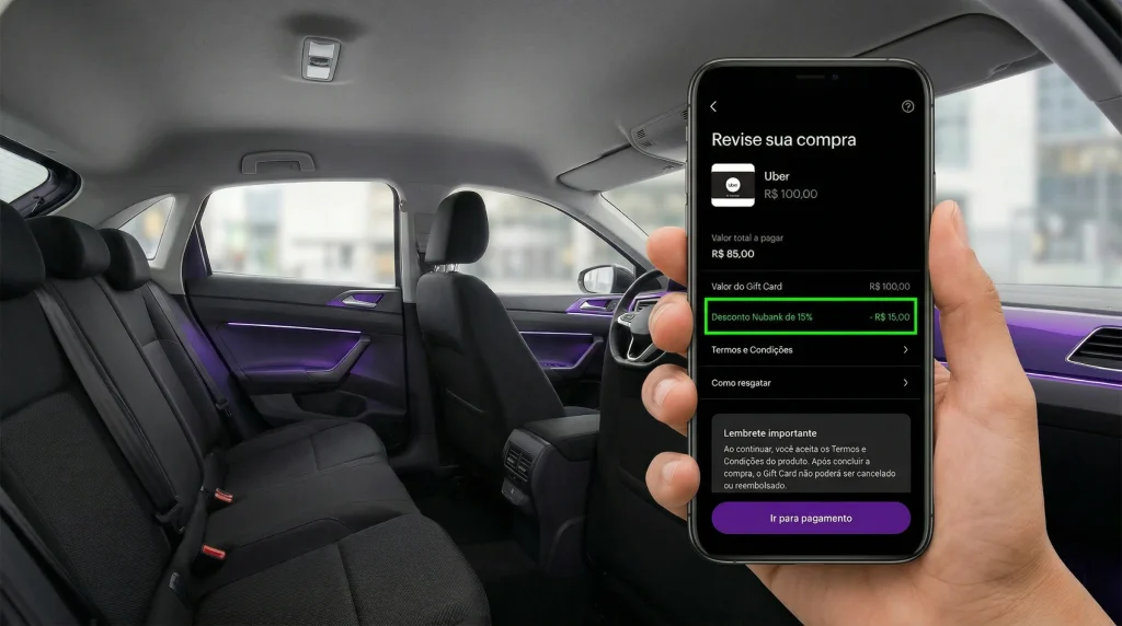 Desconto Nubank em créditos Uber: 15% off